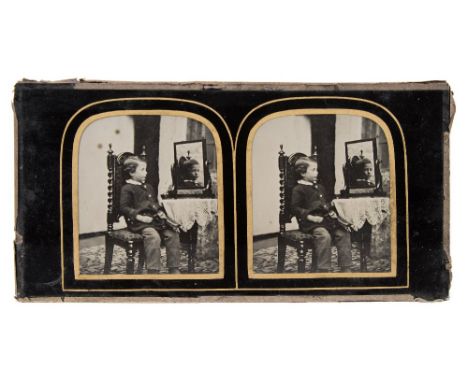 Outdoor Stereoscopic Ambrotype:, an interesting and excellent example of these rare stereoscopic ambrotypes showing  an outdo