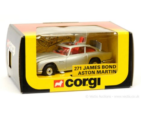 Corgi 271 - "James Bond" Aston Martin DB5 (1/36th scale) - silver, red interior, chrome wheels - with separate bandit figure 