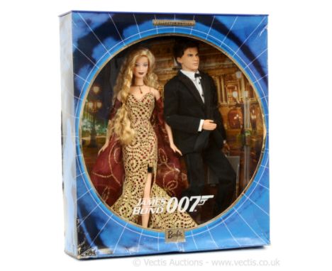 Mattel BO150 "James Bond 007" Barbie 2-piece Set to include Barbie and Ken - conditions are generally Mint in a Good Plus (sl