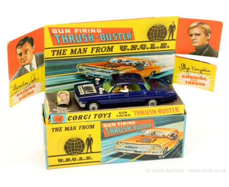 Corgi 497 "The Man from UNCLE" - Thrushbuster - blue body, cast hubs, plastic lamps, yellow interior - overall condition is g