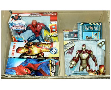 Hasbro / Mattel a group to include "Batman" - Attack Armor Bat-Pod; "Spiderman" Rapid-Fire Power Webs; 2 x "Iron Man 3", plus