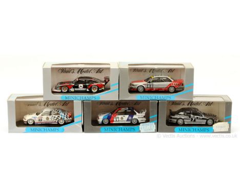 Minichamps a group of (1/43rd scale) Racing Cars to include Ford Capri; Mercedes 190E Evo; Audi V8 Evo; BMW 318i and BMW M3 -