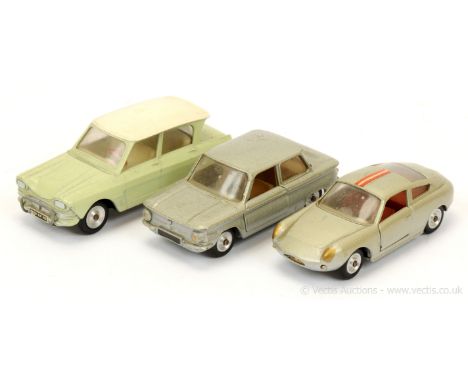 Solido unboxed group (1) NSU Prinz - silver-grey body, light beige interior, cast spun hubs; (2) Citroen AMI6 - pale green, o