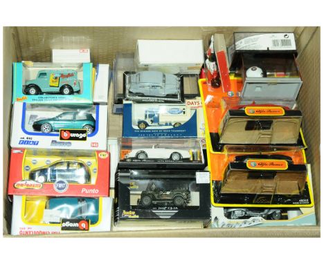 A mixed group to include; Lledo Morris "Bandco" Delivery Van; Majorette Fiat Punto; Bburago Alfa Romeo Superturismo; Oxford D