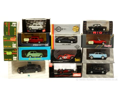 A group of 1/43rd scale to include; Gama 1183 Opel Calibra - dark blue; Detail Cars 200 Alfa Romeo Giulietta - red; Brumm R24