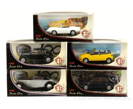 Edison Giocattoli a group of 1/43rd scale Fiat &amp; Lancia Models to include; Fiat Punto Cabriolet - yellow; Fiat 850 Sport 