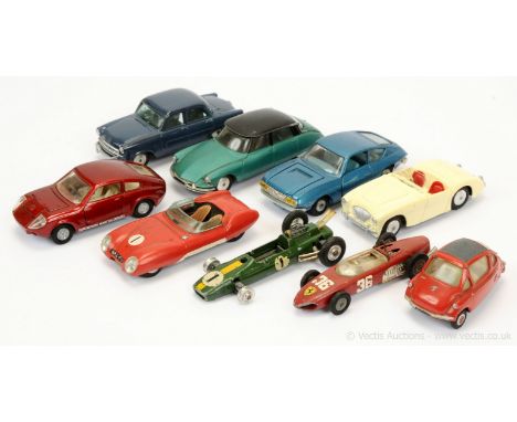 Corgi unboxed group to include Lotus Mark Eleven - red, brown seats, flat spun hubs; Citroen DS - metallic green, black roof,