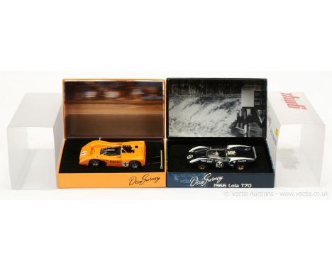 GMP (1/43rd scale) McLaren High Wing - orange, racing number 1 and Lola T70 1966 - dark blue, white, racing number 30 - both 