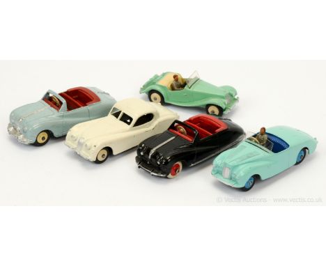 Dinky 140a (106) Austin Atlantic Convertible - pale blue, red interior &amp; tonneau, silver trim, light beige ridged hubs wi