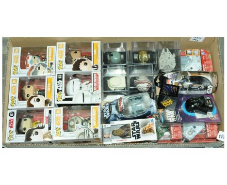"Star Wars" a related group to include Hasbro "Chewbacca" and "Rey" Figures; Micro Machines Titanium Series B-Wing Starfighte