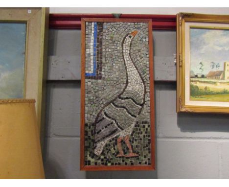 A mosaic lamp base and wall plaque depicting a goose (2)
