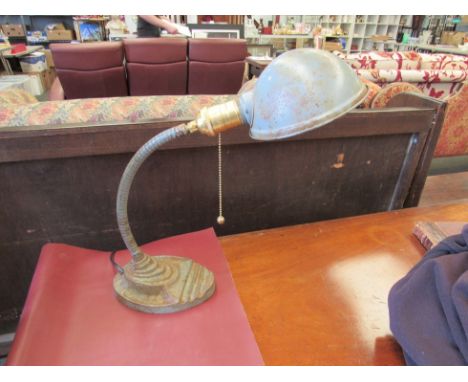 A circa 1920's desk lamp with cast base and LED bulb