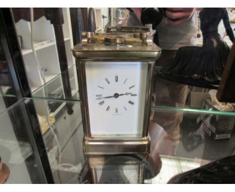 A Henly silver plated carriage clock a/f with key