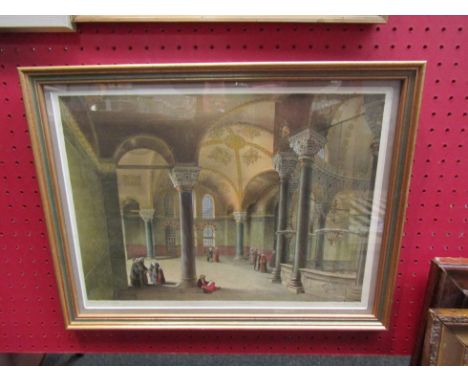A 19th Century lithograph in colours by Day &amp; Son of the interior of the Hagia Sophia in Istanbul after GASPARE FOSSATI a