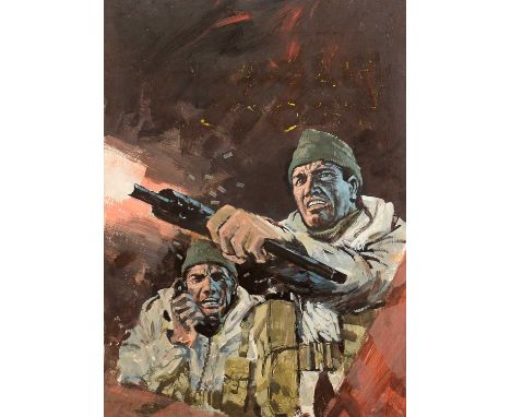 Original Art Work for the front cover of War Picture Library, No. 849 'Eagle Roost', by Graham Coton, body colour on masonite