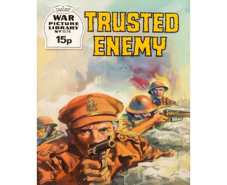 Original Art Work for the front cover of War Picture Library, No. 300 'Trusted Enemy', by Alessandro Biffignandi, gouache on 