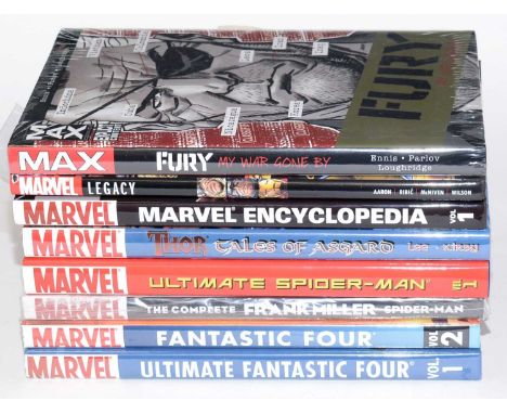 Ultimate Fantastic Four, Ultimate Spider-Man; Thor: Tales of Asgard; Marvel Encyclopedia; Fury; and other Marvel hardback pub