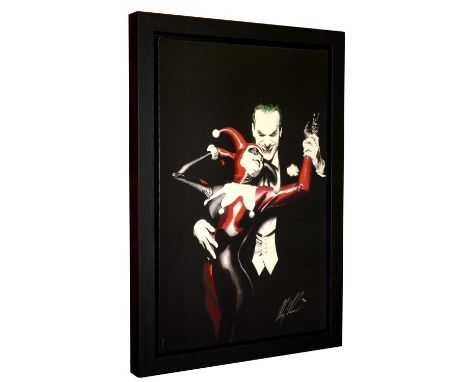'Tango with Evil', a fine art giclee on canvas print after Alex Ross, reproducing the cover for Batman Harley Quinn, No. 1 Co