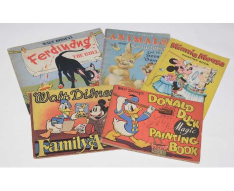 Minnie Mouse Painting Book, by Funtime; Ferdinand The Bull Painting Book, by Collins; Donald Duck Magic Painting Book; Walt D