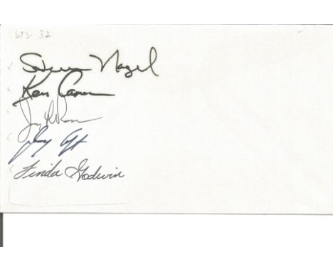 STS37 crew signed plain envelope signed by NASA Astronauts Steven R. Nagel, Kenneth D. Cameron, Linda M. Godwin, Jerry Ross, 