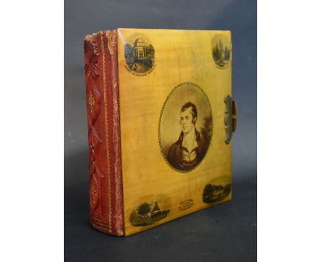 Robert Burns Interest, A Mauchline Ware Photograph Album containing pictures relating to Robert Burns, the case with an oval 