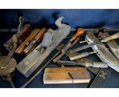 A Collection of Wood Working Tools to include Planes, Chisels and other items