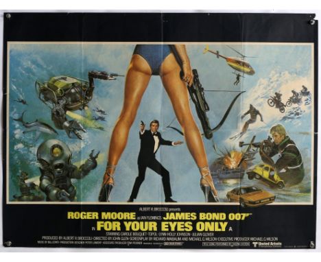 James Bond For Your Eyes Only (1981) British Quad film poster, starring Roger Moore, Design by Bill Gold, artwork by Brian By