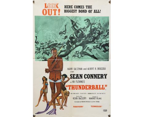 James Bond Thunderball (1960's) UK Double Crown film poster, starring Sean Connery, United Artists, folded, 20 x 30 inches. C
