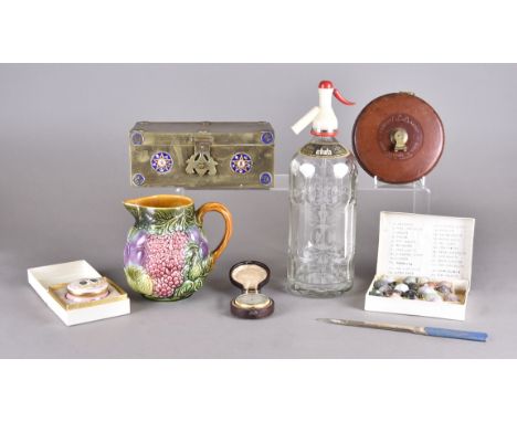 A miscellaneous collection including vintage Cantrell & Cochrane soda syphon,  a Short & Mason cased gilt-metal pocket barome