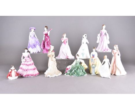 A collection of four Coalport, Royal Doulton and Royal Worcester figures, Ladies of Fashion' Antonia, Diana, Royal Worcester 