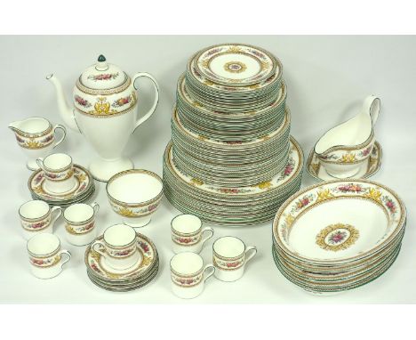 Wedgwood Columbia pattern table and coffee ware, decorated with sphinx and floral garlands including coffee pot cups and sauc