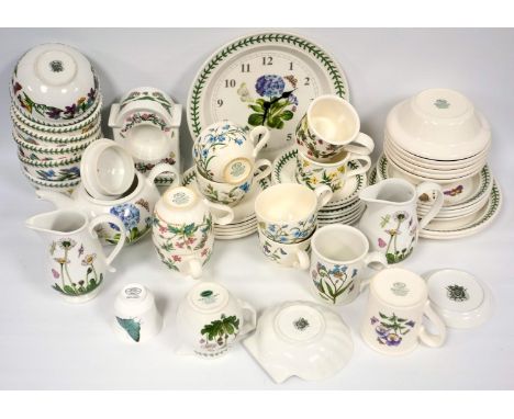 Large quantity of Portmeirion, Botanic garden, including serving dishes, bowls, plates, tea set, mugs,  and a clock 