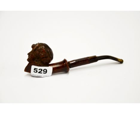 A lovely carved briar tobacco pipe, L. 19cm.