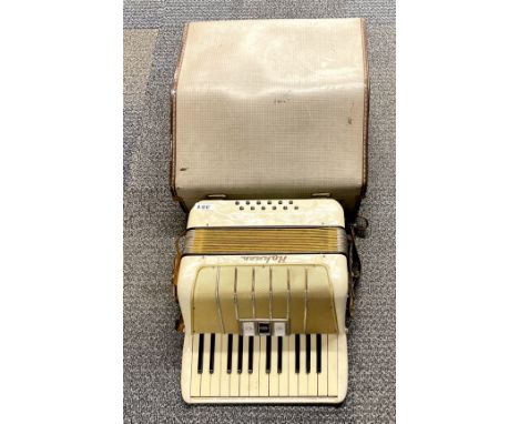 A 1930's cased Hohner piano accordion, W. 30cm.