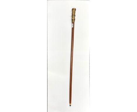 An interesting walking stick with compass top and monocular housed in the brass handle, L. 99cm.