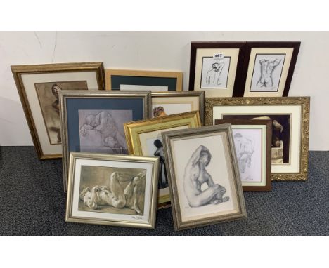 A collection of prints of young male erotic subjects, largest 41 x 35cm.
