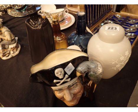 Selection of ceramics including Doulton jug Long John Silver and a Bells whisky bell 