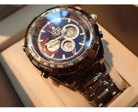 Globenfeld new old stock watch with ceramic strap and blue face boxed with paperwork 