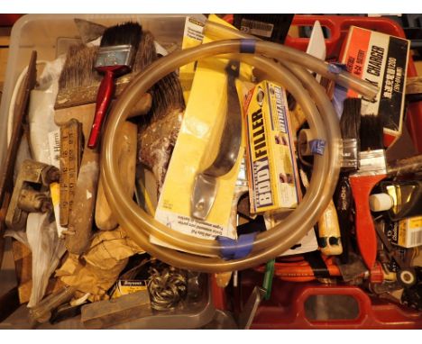 Selection of tools brushes fixtures and fittings 