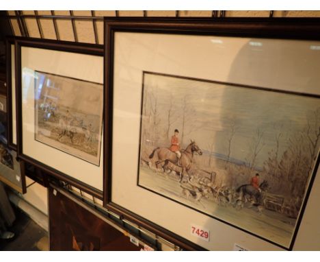 Three fox hunting related prints