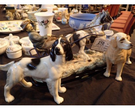 Two ceramic dogs and Julianna collection Pony and Trap