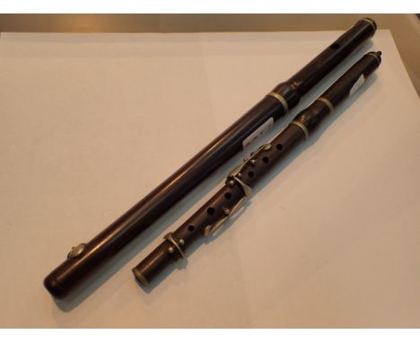 Two vintage ebonised musical instruments piccolo and recorder