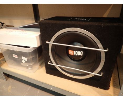 JBL 1000 watt base speaker and two speakers headphones four Uniden phones and four Panasonic phone set KX-TGC224