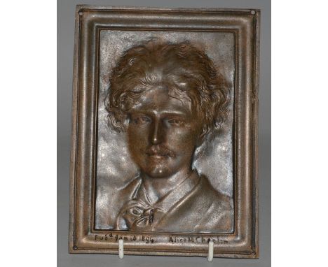 ALICE MAY CHAPLIN (1877-1892) Portrait plaque of Ignacy Paderewski, famous pianist. Signed and dated Pub. Jan 18, 1894 7.25in