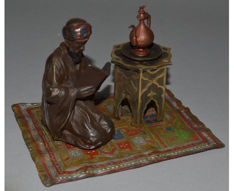 A VIENNA COLD CAST GROUP, “ARAB MAKING TEA ON A CARPET” 5.5ins long.