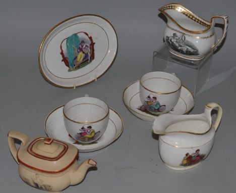 MACHIN CHINA, two cups and saucers, oval dish and two milk jugs (7) and a similar teapot and sugar basin.