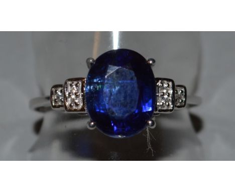 A SUNDAR KYANITE AND WHITE ZIRCONIA RING, 3.27ct in white gold.