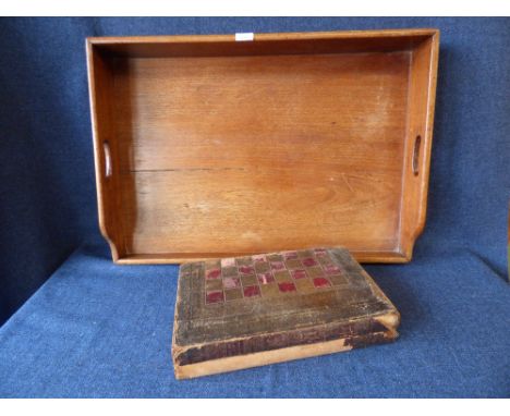 Butlers tray & a backgammon board as a book, Victorian mahogany cartridge make