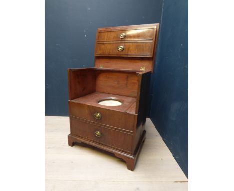 C18th and later oak occasional table on gate leg support and a C19th mahogany commode disguised as a chest of drawers