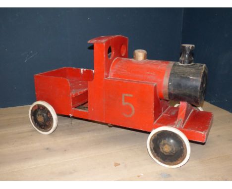 Vintage wooden painted "ride on" toy in the form of a steam train